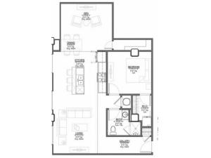 1 Bedroom Floor Plan | Luxury Apartments In Kansas City Missouri | The PowerLight Building