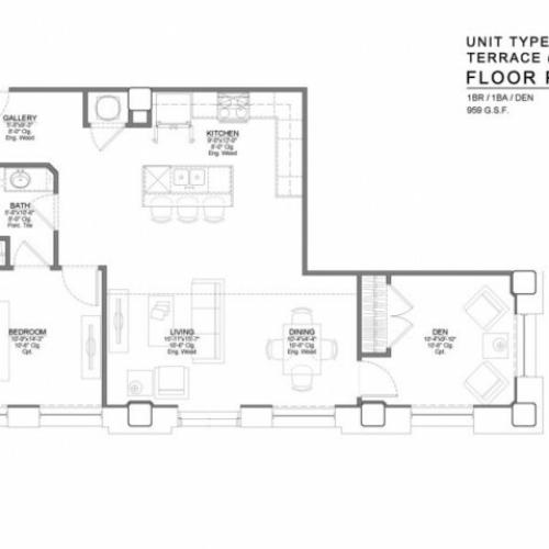 1 Bedroom Floor Plan | Luxury Apartments In Kansas City Missouri | The Power  Light Building