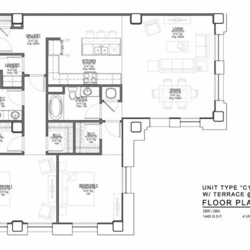 2 Bedroom Floor Plan | Apartments In Kansas City Mo | The Power Light Building