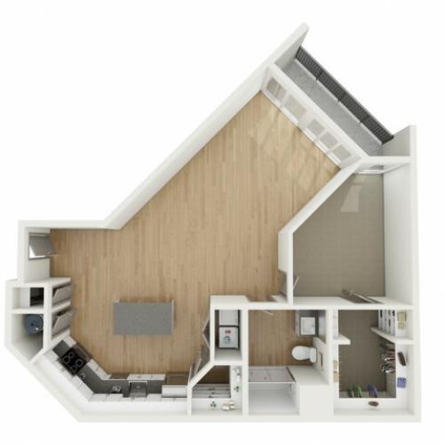 A7 One Bedroom Floor Plan | 2501 Beacon Hill | Kansas City, MO Apartments