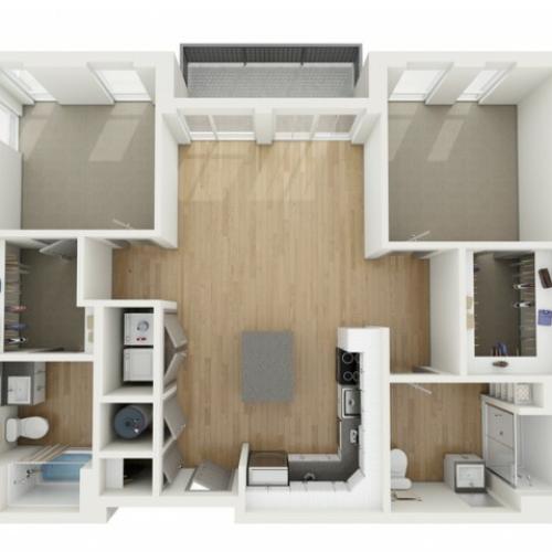 B1 Two Bedroom Floor Plan | 2501 Beacon Hill | Kansas City, MO Apartments