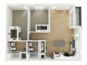 B7 Two Bedroom Floor Plan | 2501 Beacon Hill | Kansas City, MO Apartments