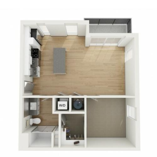 A5 One Bedroom Floor Plan | 2501 Beacon Hill | Kansas City, MO Apartments