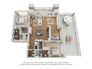 Two Bedroom Flex Penthouse w/Den - D1-PH