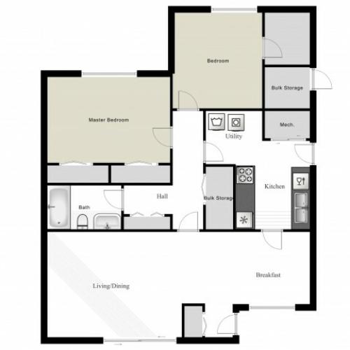 202 2 Bed 1 Bath Extended Stay