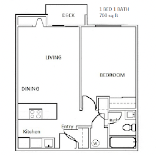 The Morrison One Bedroom Floor Plan