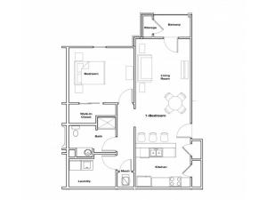 1 bedroom floor plan Republic Palms