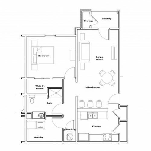 1 bedroom floor plan Republic Palms