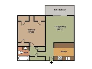 Hillcrest 90 1 Bedroom floor plan