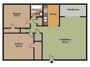 Hillcrest 90 2 Bedroom floor plan