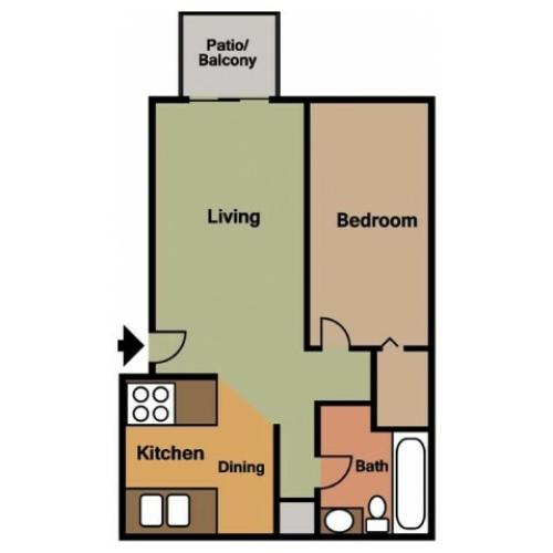 Rosewood Village 1 Bedroom Floor Plan 2D