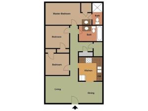 Lombard 3 Bedroom floor plan 2D