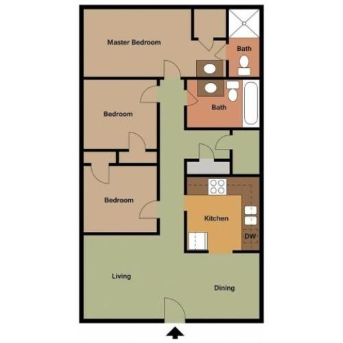 Lombard 3 Bedroom floor plan 2D