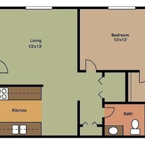 El Madrid 1 Bedroom Floor Plan 2D