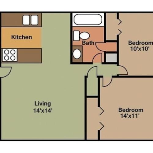 2 Bedroom Seminole Floor plan 2D