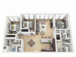 3 Bedroom floor plan Chesterfield Lofts