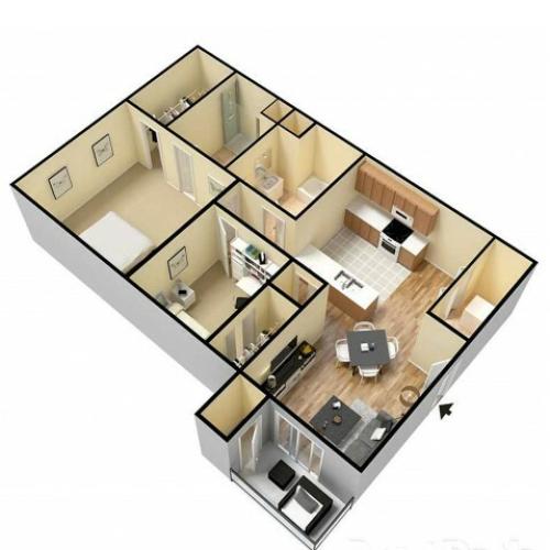 2 Bedroom floor plan Republic Mo