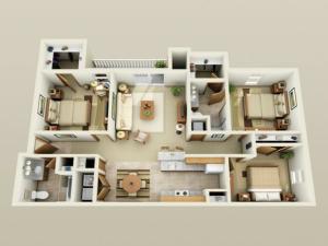 3 Bedroom floor plan Oak Court