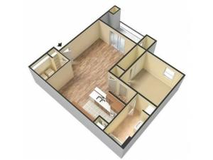 Embassy Ozark 1 Bedroom, 1 Bathroom 3D Floorplan