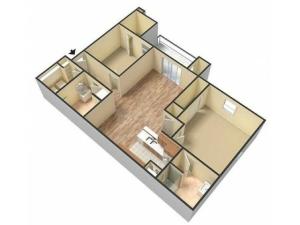 Embassy Ozark 2 bedroom, 2 bathroom floor plan 3D
