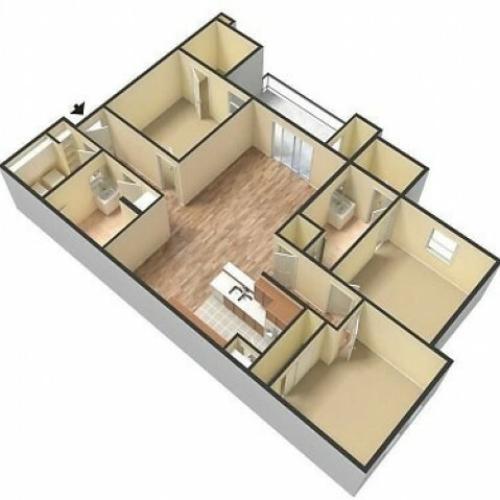 Embassy Ozark 3 bedroom, 2 bathroom floor plan