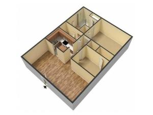 Catalpa East 2 Bedroom Floor plan 3D