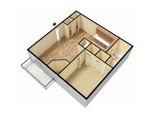 1 Bedroom with fireplace 3D