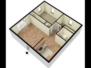 Concord 2 Bedroom- Stackable W/D Included - 3D Floor Plan