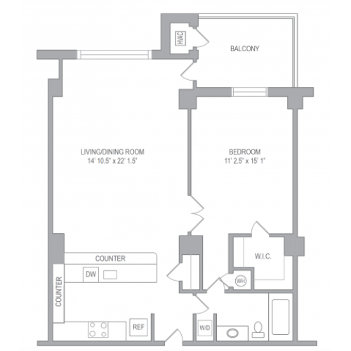 Floor Plan 1 | Apartments In Arlington VA | Courtland Towers