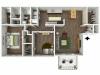 3D Floorplan of Avantic Renovation, Cornerstone, 2 Bedroom 2 Bath, Apartment, 1250 SQFT