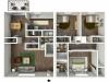 3D Floorplan of Avantic Renovation, 3 Bedroom, 2.5 Bathroom Townhome, 1600 Sqft
