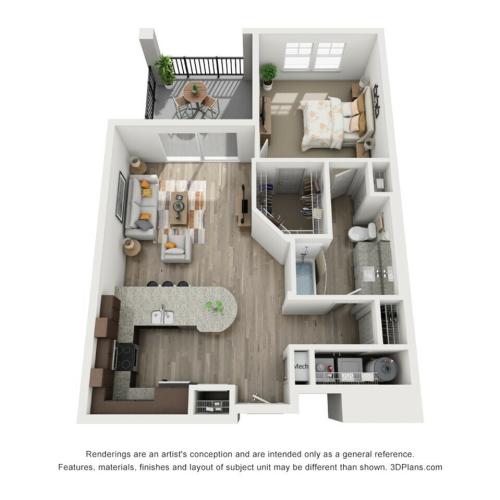 A4 - 1 bedroom, 1 bathroom apartment at Champions Vue Apartments