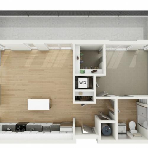 A4 One Bedroom Floor Plan | 2501 Beacon Hill | Kansas City, MO Apartments