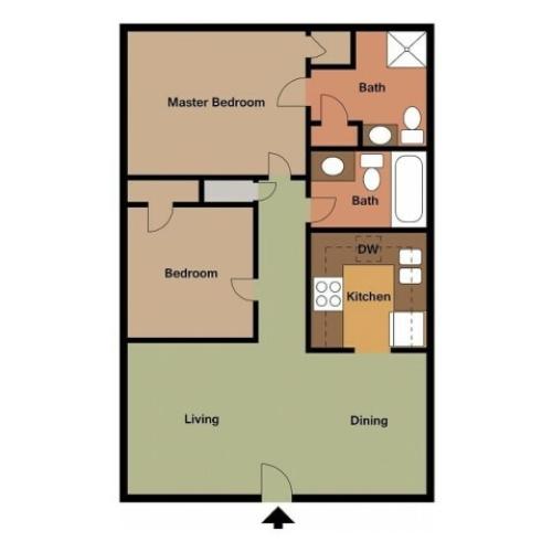 Lombard 2 Bedroom floor plan 2D