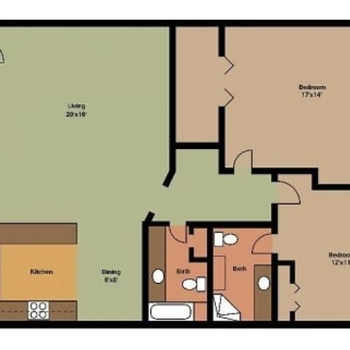 Embassy 2 bed floor plan 2D